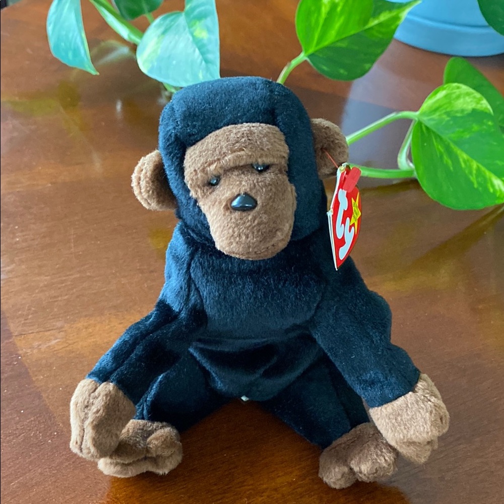 Ty Beanie Baby “Congo” Black and Brown Stuffed Monkey Plush Toy